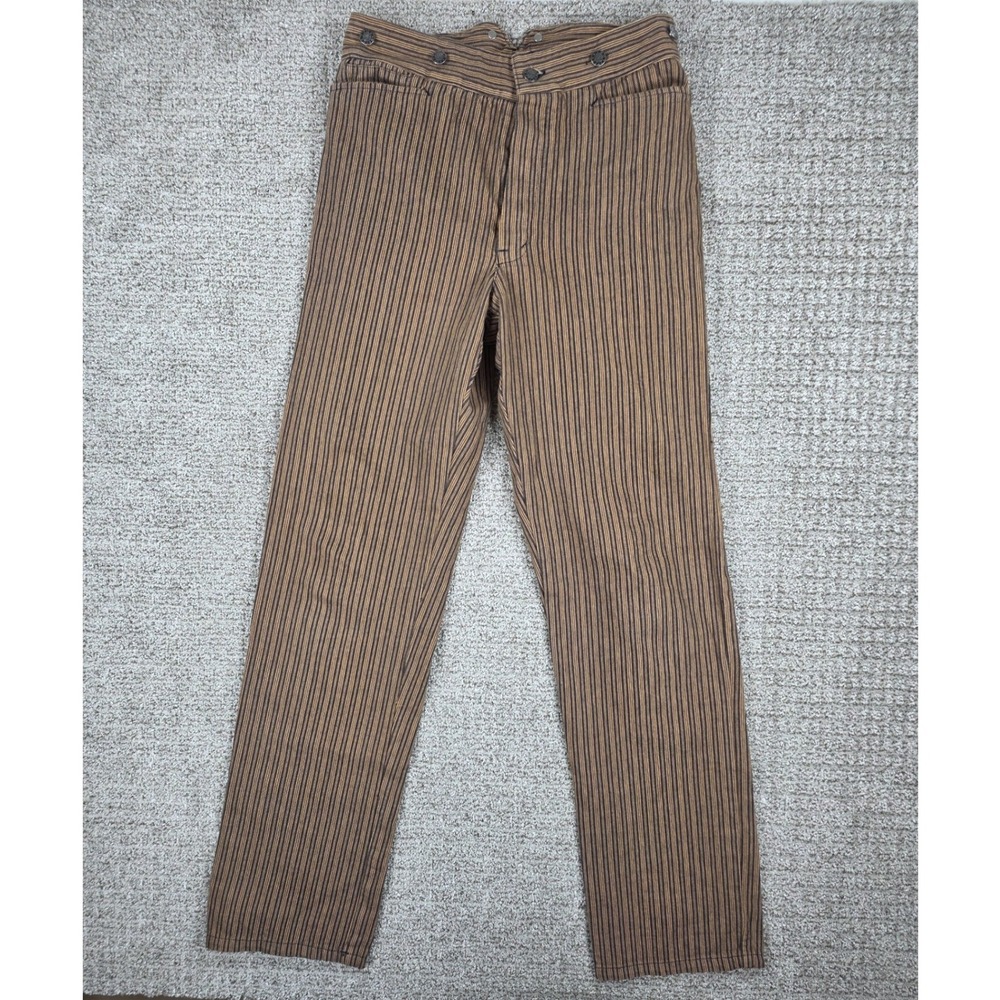 Vintage Wah Maker Buckle Back Mens Brown Striped Western Riding Pants Size 32x34